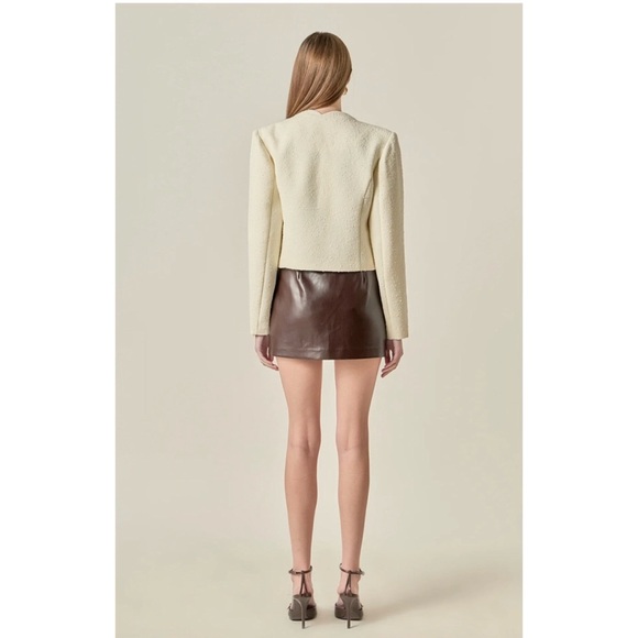 English Factory Ivory Scallop Edge Textured Blazer Jacket Top M - Picture 5 of 14